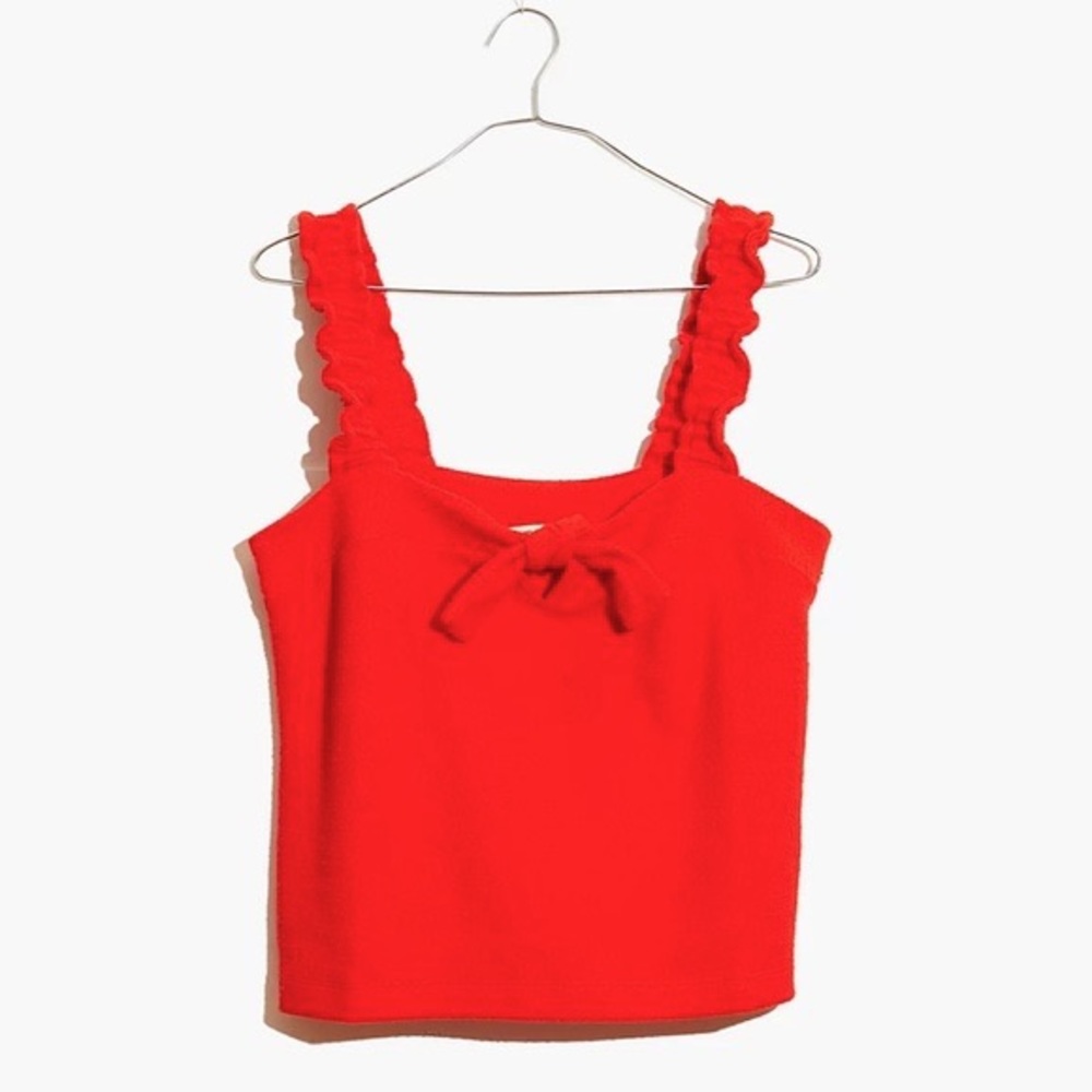 Madewell Tie Front Tank Top in Red